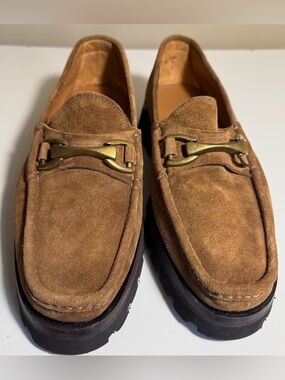 Donald J. Pliner Men's Tan Suede Horsebit Davey Loafers Never Worn